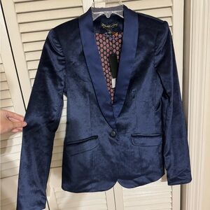 Elizabeth and James Velvet Blue Tuxedo Jacket